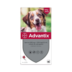 ADVANTIX spot-on (250mg+1250mg) / 2,5ml roztwór do nakrapiania / 1 pipeta,dla psa o wadze 10-25 kg